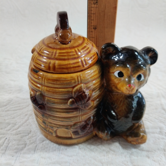 Bear And Beehive Honey Pot Ceramic Jar Vintage Mid Century Made In Japan - Picture 11 of 11